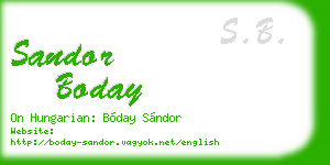 sandor boday business card